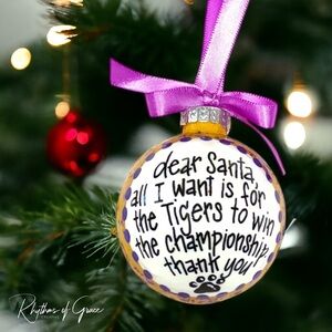Tigers Championship Wish Christmas Ornament | Unique Hand-Painted Holiday